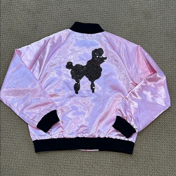 Spirit Pink Satin Sequin Poodle Jacket size Large 50s Grease Costume Halloween - Picture 3 of 17